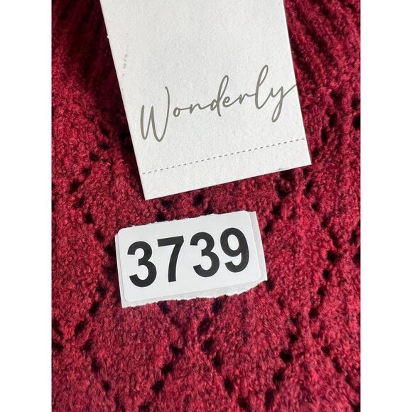 Wonderly Women's Long Sleeve Pointelle Mock Neck Tunic Sweater Red Size M - NWT - Picture 11 of 11